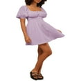thumbnail image 2 of MesaSe Femmes Cou Carré Bouffant Robe Mini-A-Line Robes d'Été Cravate Robe de Soleil Mini Robe, 2 of 9