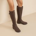 thumbnail image 5 of LOVE STEETLY Women's Knee High Chunky Heel Boots, Side Zipper Round Toe Faux Leather Casual Buckle Comfort Versatile Boot., 5 of 7