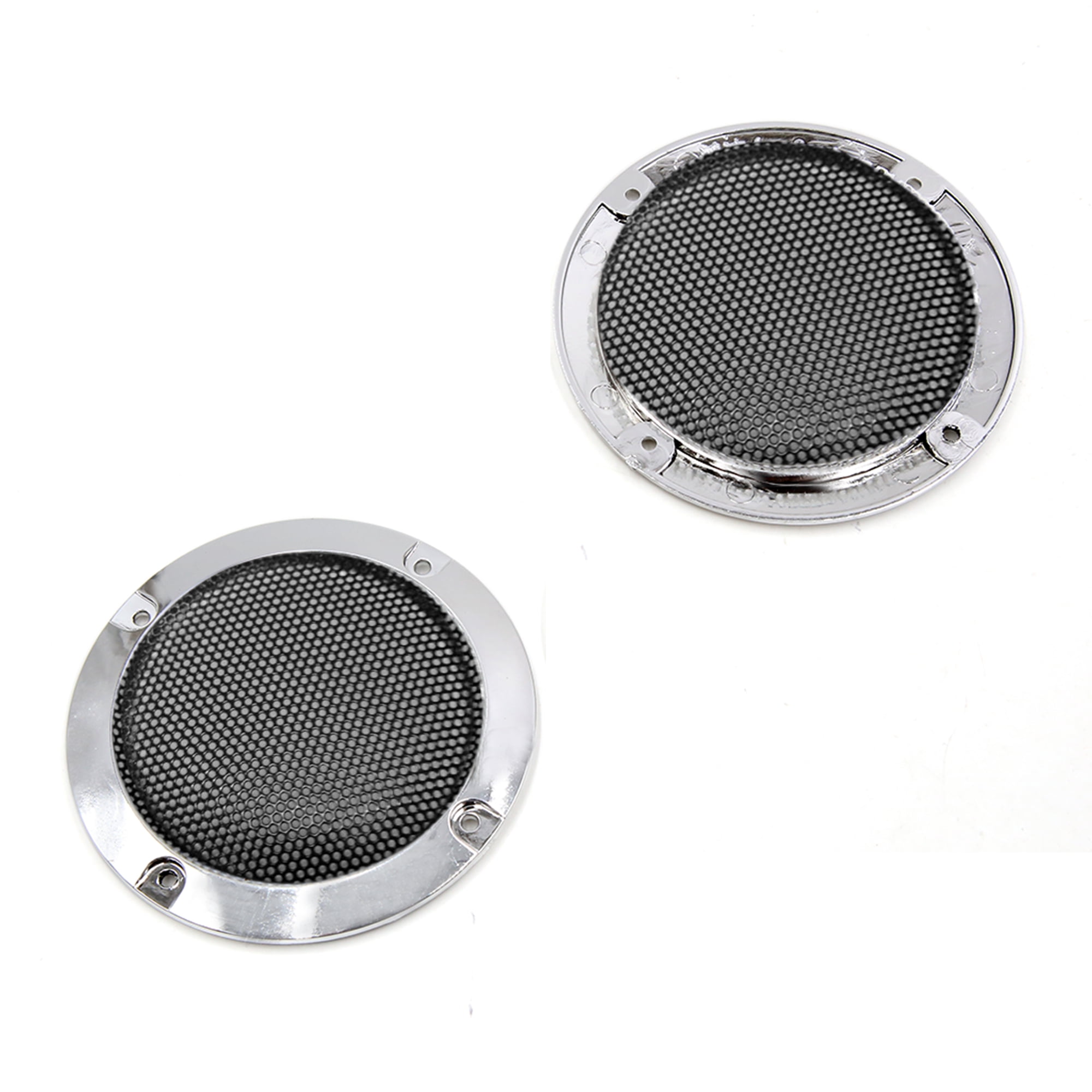 Unique Bargains 2Pcs Chrome Plating Car Audio Woofer Subwoofer Mesh Cover 3"
