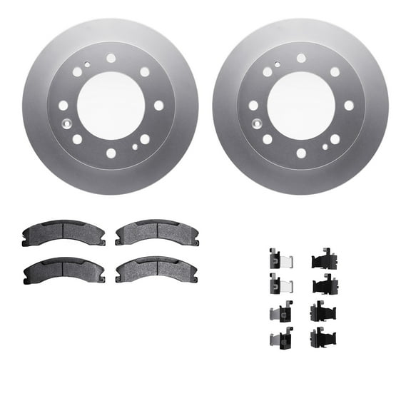 Dynamic Friction Company Front Geospec Brake Rotors with Heavy Duty Brake Pads includes Hardware 4212-48020