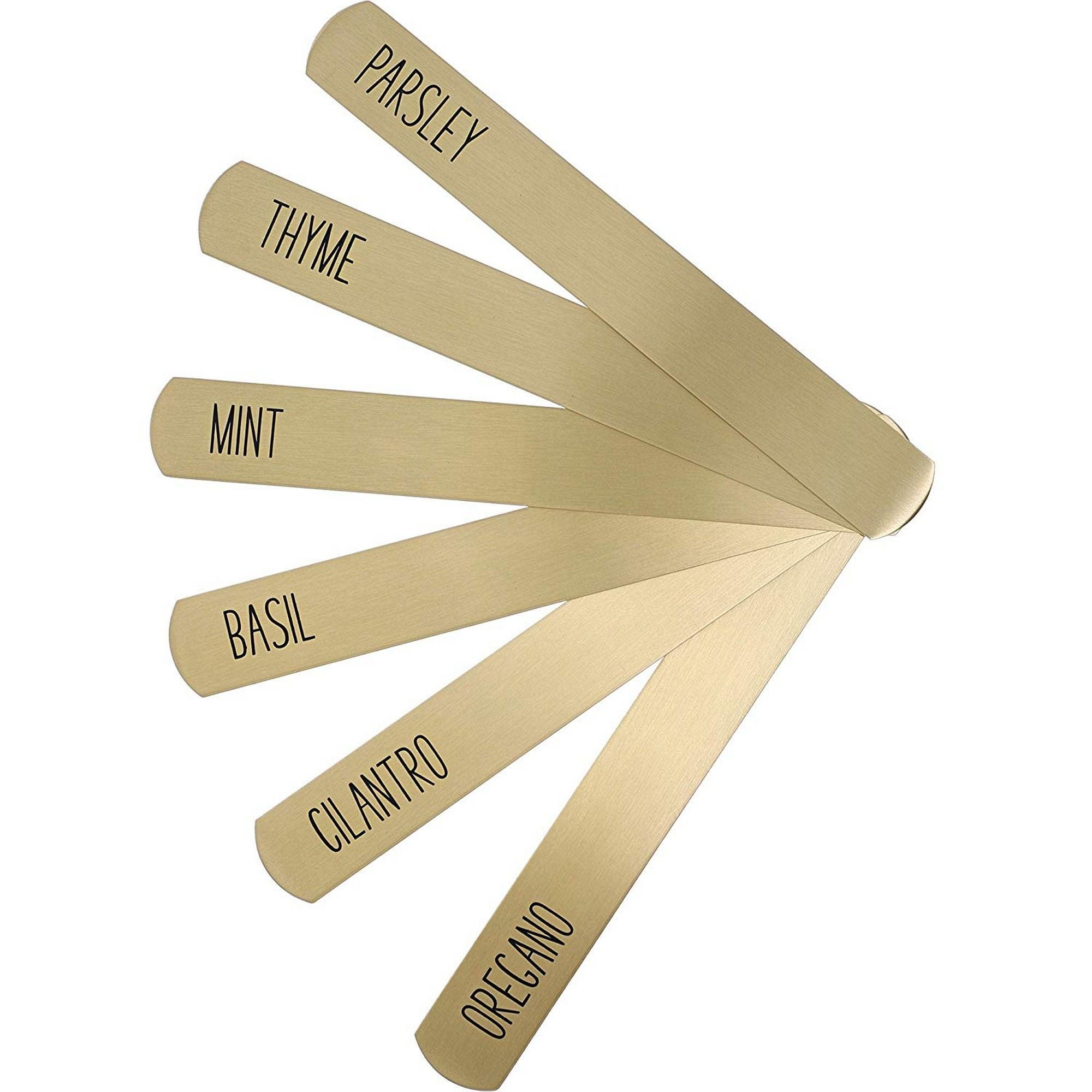 6 Count Brass Metal Herb Plant Garden Markers, 7.5 x 1