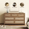 thumbnail image 6 of SICOTAS 4-in-1 Bedroom Furniture Set with Dresser, Nightstands & Armoire, 56.88" W Dresser, 3-Drawer Nightstand with USB Port, Large Armoire Wardrobe Closet, Boho Bohemian Rattan Decor, 6 of 12
