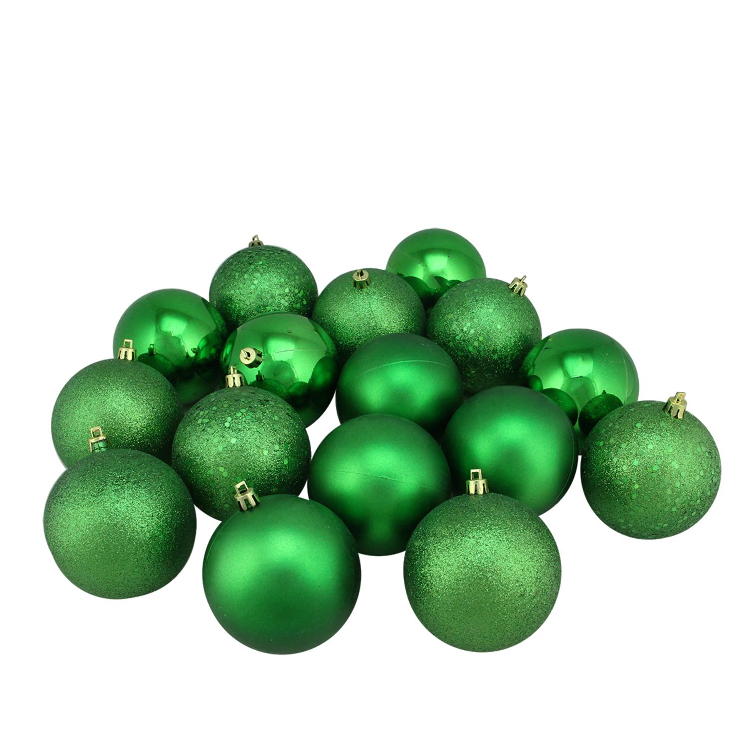 16ct Xmas Green Shatterproof 4Finish Christmas Ball Ornaments 3" (75mm