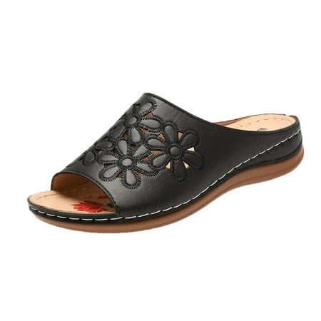 

Sentuca Summer Hollow Fish Mouth Sandals And Slippers Female Large Size Carved Slope With Low Heel Fish Mouth Casual Slippers