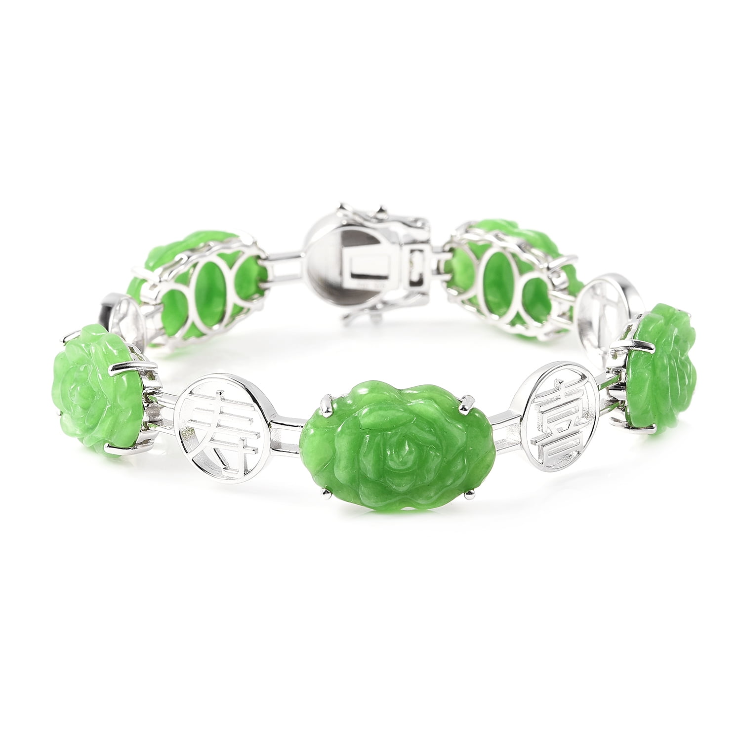 925 Sterling Silver Cushion Green Jade Bridal Tennis Bracelet for Women 6.5 Jewelry Gift