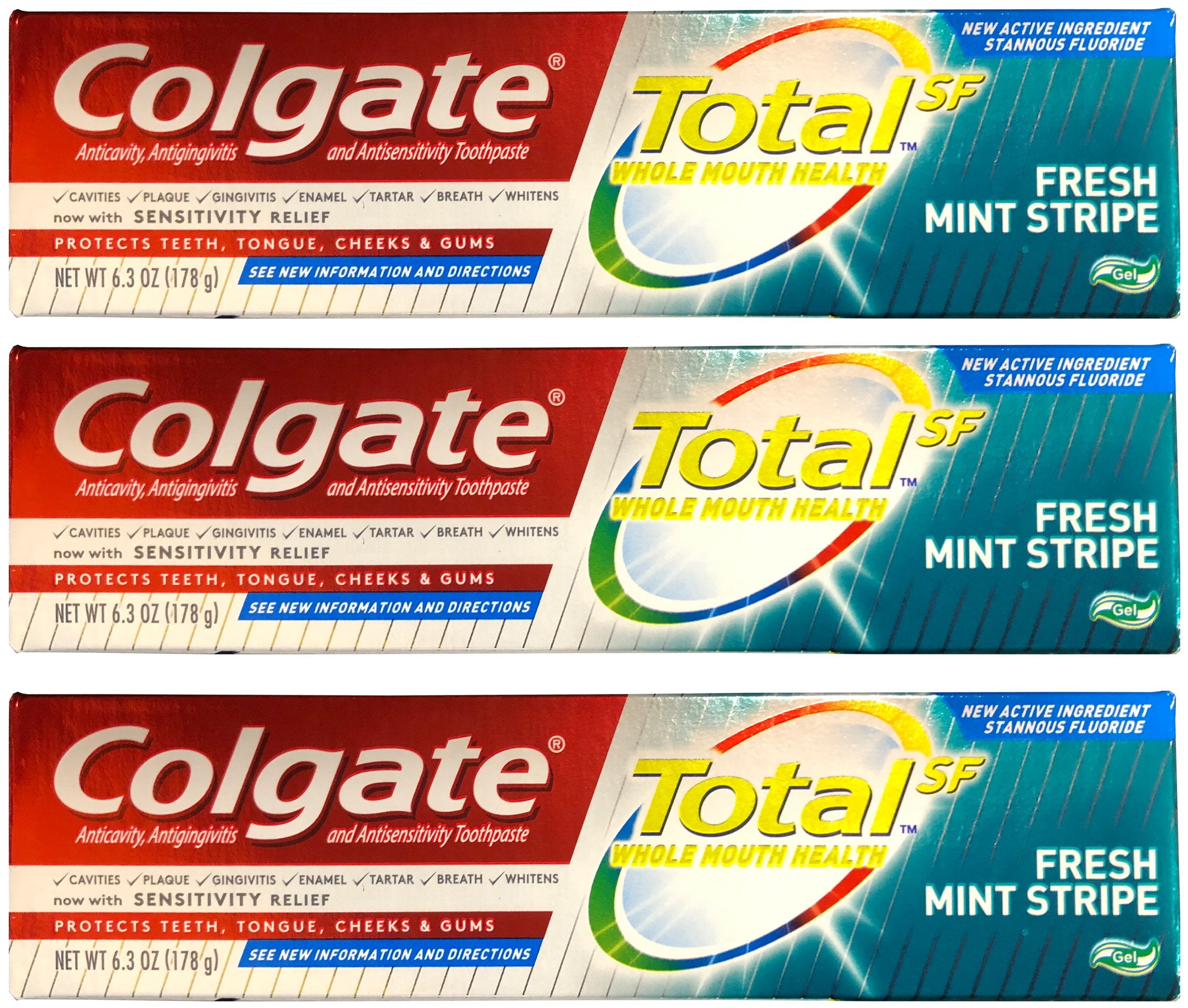Colgate Total Toothpaste Fresh Mint Stripe 6 oz ( Pack of 3) Walmart
