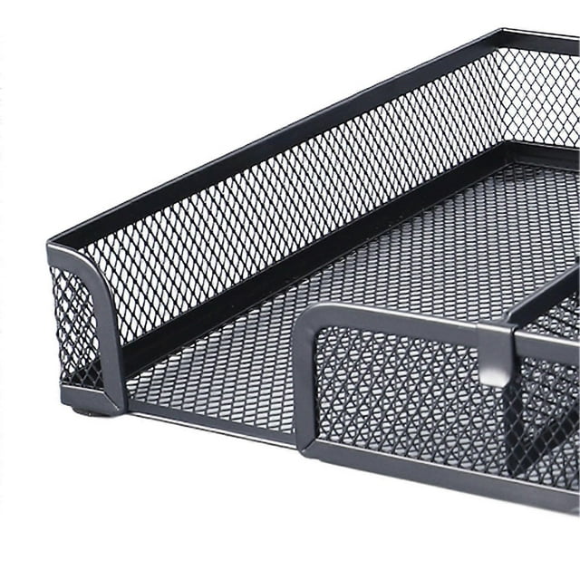 Desk Organizer Tray DIY Stable Prevent Slip Metal Mesh Desktop Storage Tray for Home School Office Supplies