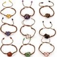 thumbnail image 2 of Nvzi Pulsera de cuentas hecha a mano, adecuada, pulsera de bolsa de malla de cristal de piedra natural con cuerda marrón tejida a mano (verde), 2 of 4