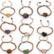 thumbnail image 2 of Xiao Hua Pulsera de cuentas hecha a mano, ideal para hombres y mujeres, tejida a mano con cuerda marrón, piedra natural y cristal (blanco)., 2 of 4