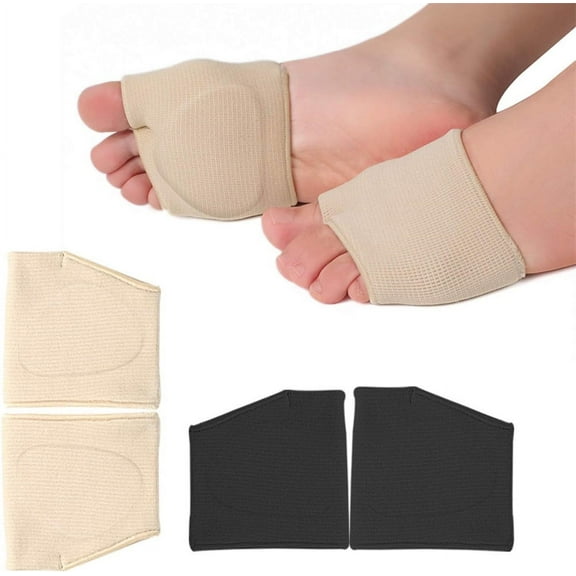 NOGIS Metatarsal Pads for Women and Men - 4 Pack Ball of Foot Cushions (Black Beige)