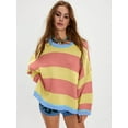 thumbnail image 6 of Vintage Sweaters for Women Crewneck Long Sleeve Preppy Oversized Knit Pullover Tops Yellow S, 6 of 7