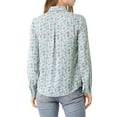 thumbnail image 4 of MODA NOVA Junior's Long Sleeve Button Down Ditsy Floral Shirt Blue M, 4 of 6