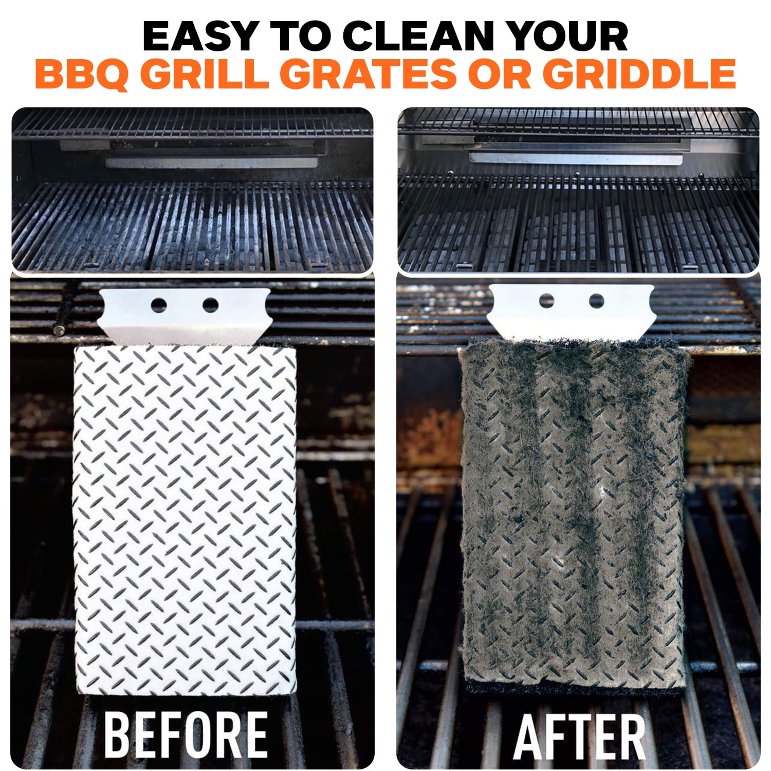 Q-Swiper XL Easy-Clean BBQ Grill Cleaner Set - 1 Long Grill Brush with Scraper and 40 BBQ Grill Cleaning Wipes | Bristle & Wire Free | Safe Way to Remove Grease & Grime for A Clean and Healthy Grill!