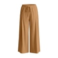 thumbnail image 5 of Women's Soft Drawstring Wide Leg Pants, Casual Solid Color Pull On Trousers, Harem Joggers with Functional Pockets, Summer Lightweight Breathable for Work Vacation | TruBelle,Orange S, 5 of 9