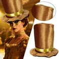 thumbnail image 6 of Kuntesetty Top Hat Gentleman Costume Accessory Black Magician Butler Funny Magician Hat Brown, 6 of 9