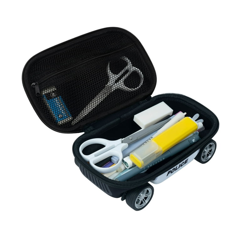 ZIPIT Police Car Pencil Case for Kids, Large Capacity Pencil Box