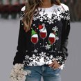 thumbnail image 3 of Gibobby Jersey de forro polar con cuello redondo,holgado a la moda, informal de casa con estampado navideño para mujer, atlético y Y2K (Azul, L), 3 of 4