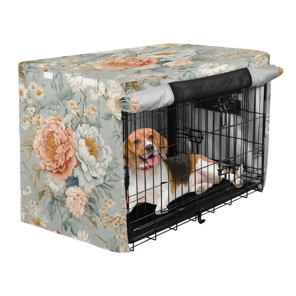 Qxltty Vintage Peony Floral Crate Cover Durable Oxford Cloth Pet Kennel Sunshade Universal Fit for 35in Wire Cage