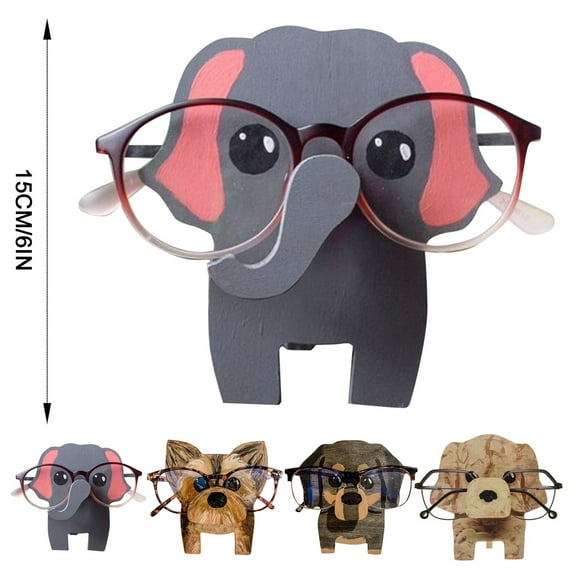 Wood Creative Eyeglass Holder Cute Pet Glasses Stand Holder, Wooden Animal Spectacle Eyeglass , Cute Animal Handmade Sunglasses Display Rack for Home, Office, Desk, Nightstand