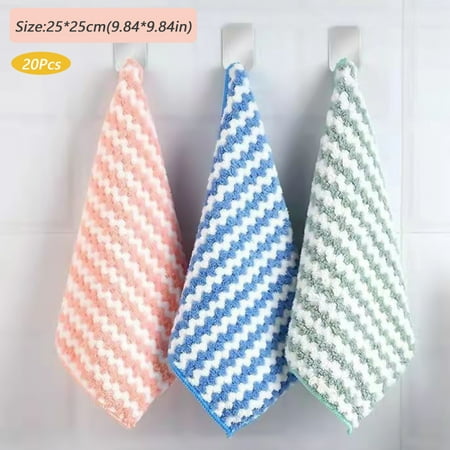 

20 PCS Microfiber Cleaning Rag Super Absorbent Coral Fleece Cloth Scouring Towel Pad Multifunction for Kitchen Dishes Cleaning