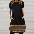 thumbnail image 1 of Robe d'Été pour Femmes 2024 Mode Grande Taille Décontractée Col Rond Imprimé Manches Courtes avec Poche 50 % de Réduction Liquidation!, 1 of 5