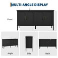 thumbnail image 2 of Buffet Moderne de 59 Pouces Noir – 4 Portes, 2 Tablettes Ajustables, Rangement Spacieux – Table Console pour Salon, Salle à Manger, Cuisine, Entrée – Noir, 2 of 8