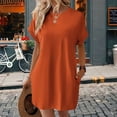 thumbnail image 2 of Robes d'Été pour Femmes Mode Manches Courtes Robe Mini de Printemps Décontractée Plage Vacances Vêtements Robes Orange TG, 2 of 4