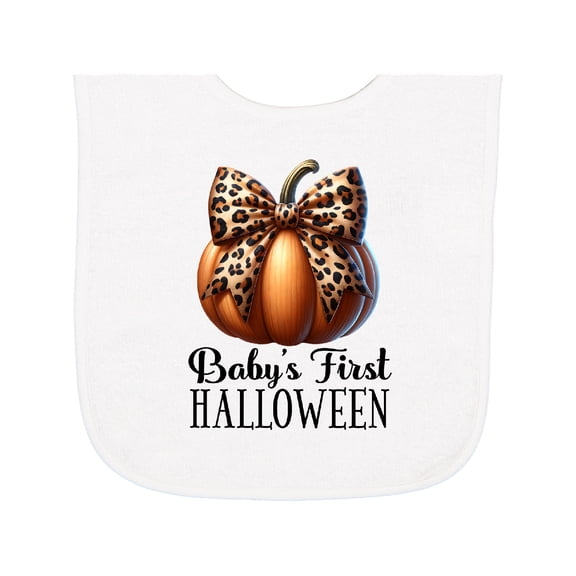 Inktastic Babys 1st Halloween Pumpkin Bow Baby Terry Cloth Bib