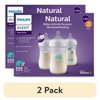 (2 pack) Philips Avent Natural Baby Bottle with Natural Response Nipple, Teal Elephant, 9oz, 3pk, SCY903/69