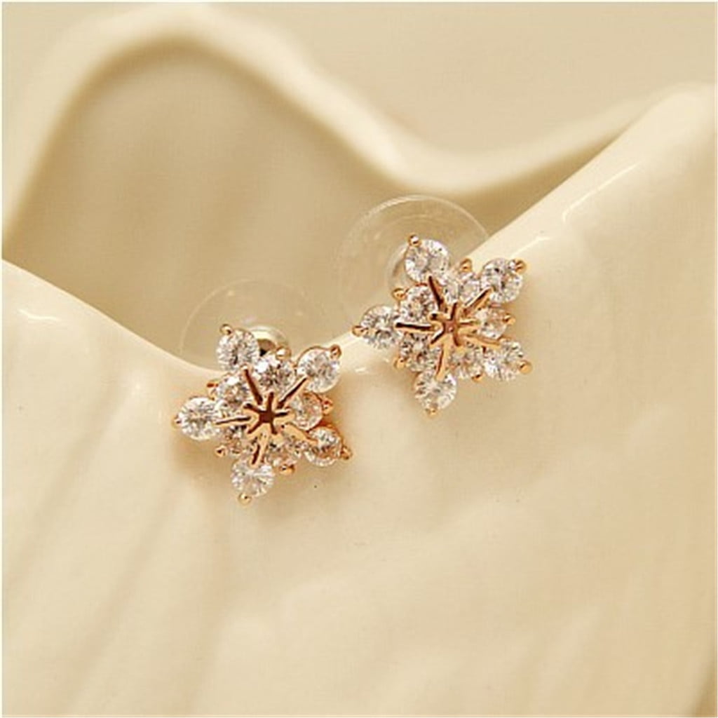 Shining Gold-Plated Personality Ring Earrings Ladies Men Temperament Zircon Hypoallergenic Ear Ring