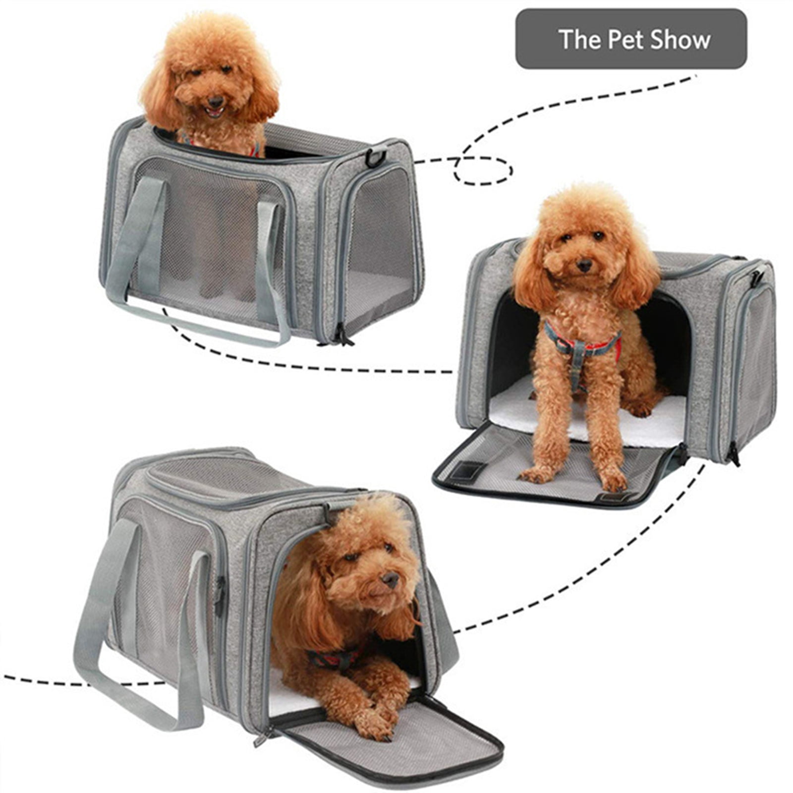 Bxaolu Cat Carriers Soft Sided Dog Carrier Pet Carrier for Small / Medium Cats Dogs Puppies (Up To 15lbs), Airline Approved Small Dog Carrier, Collapsible Travel Puppy Carrier -Gray