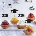 thumbnail image 1 of Adornos para tartas de graduación, banderas de papel negro con purpurina, pack de 12 para decoraciones de la fiesta de graduación, cupcakes, postres, bocadillos, 1 of 6