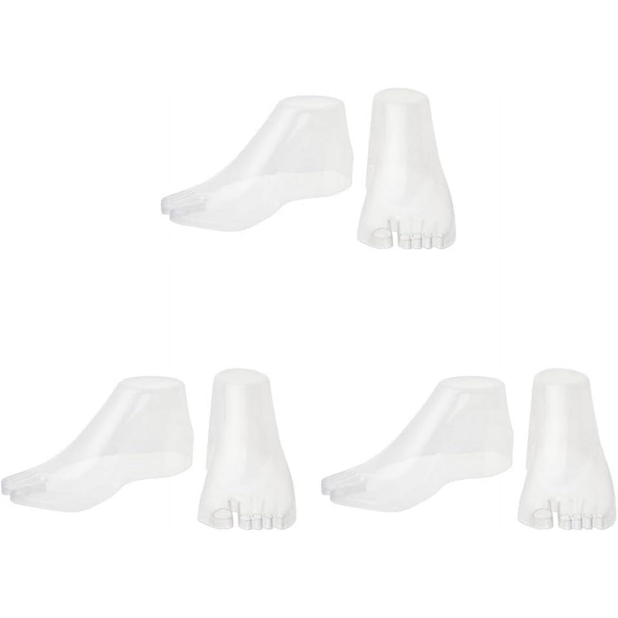 3 Pairs Plastic Foot Model Tools Stretcher Sandal Support Shaper Clear Shoes Display Female Foot Display Jewerly Sandal Shoe Sock Display Art Sketch with Nail