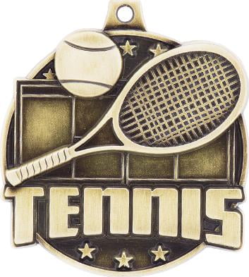 Tennis Court Medals, 2" Gold Diecast Tennis Court Medal Award 50 Pack