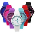 thumbnail image 2 of Flmtop Montre-Bracelet à Quartz pour Femmes, Décontractée, Couleur Bonbon, Bracelet en Silicone, Sans Numéro, Cadran Rond, 2 of 10