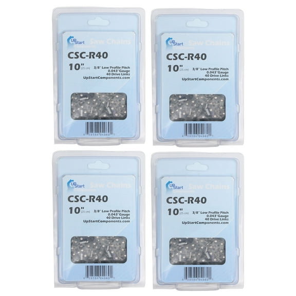 4-Pack 10-Inch Chainsaw Chain R40 Replacement for Makita XCU06 - (10", 3/8", .043", 40 Drive Links)