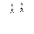 thumbnail image 1 of Scroll Ribbon with Black Crystal - Light Pink Crystal Paw Earrings, 1 of 1