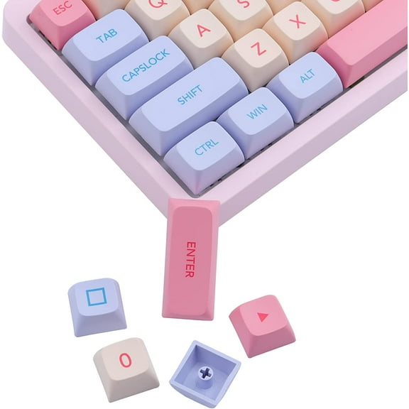 Sunzit PBT Keycaps,XDA Profile 132 Keys Set Dye Sublimation Keycaps Marshmallow Theme Keycap ANSI Layout Compatible MX Switches Mechanical Keyboard