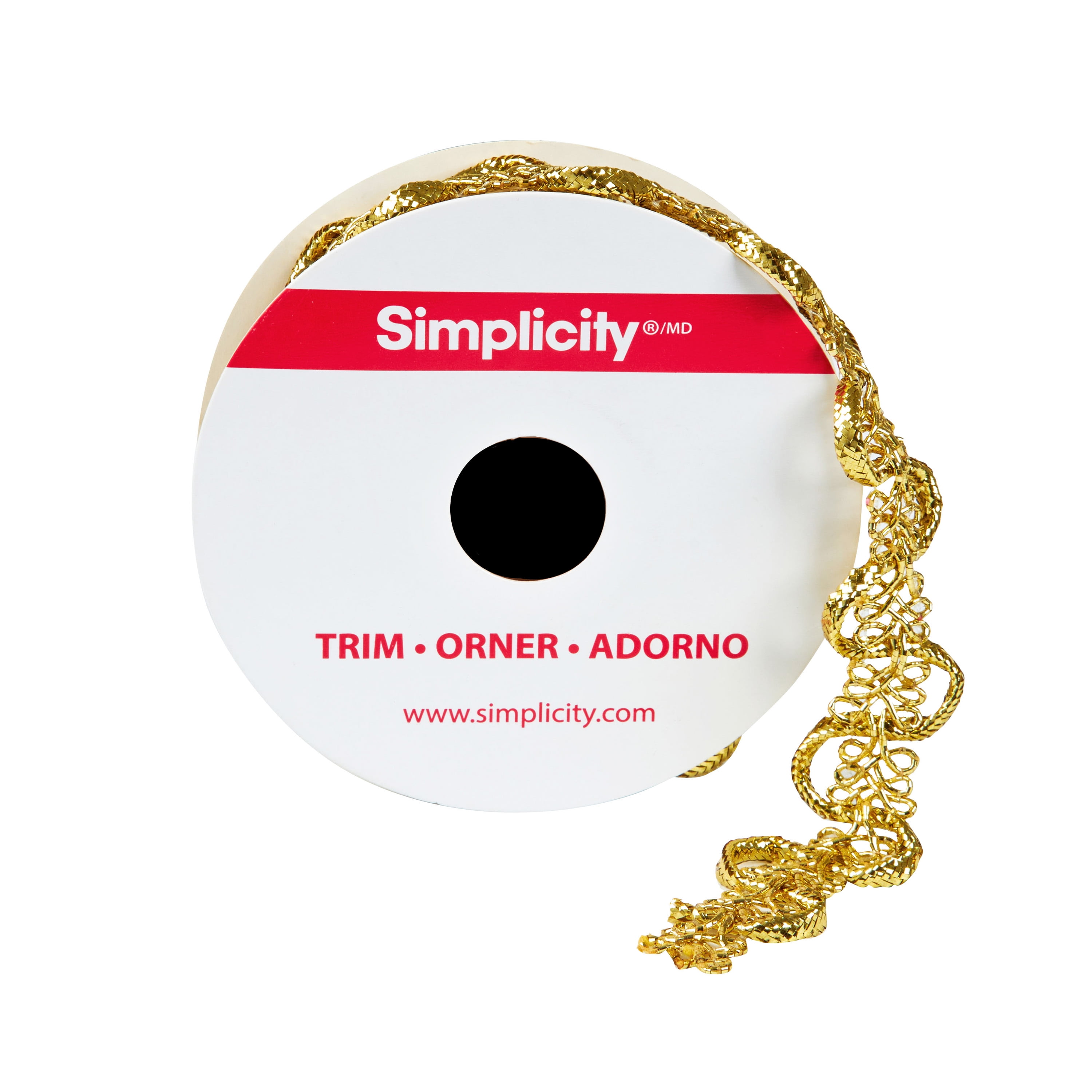 (2 pack) Simplicity Trim, Gold 3/4 inch Metallic Wavy Gimp Trim Great for Apparel, Home Decorating, and Crafts, 2 Yards, 1 Each