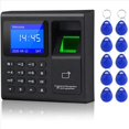 thumbnail image 2 of 2X Biometric RFID Access Control System RFID Keypad USB Fingerprint System Electronic Time Clock Attendance Machine,2 set x fingerprint time clock,black, 2 of 8