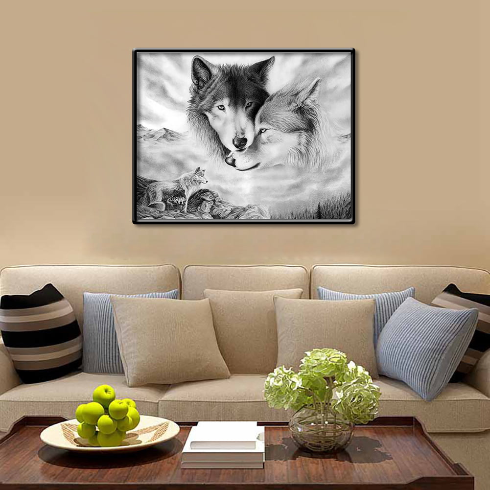 Wolf Waterproof Stone Canvas Wall Painting Pictures Art Decor Frameless 