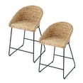thumbnail image 2 of Southern Enterprises Set of 2 Tan Brown and Black Water Hyacinth Counter Stools 35", 2 of 3