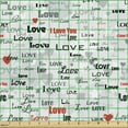 thumbnail image 2 of Ambesonne Love Fabric by the Yard Upholstery, Calligraphy Hearts Stars, 1 Yard, Grey Black Red, 2 of 5