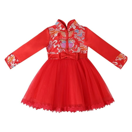 

Little Girls Dresses Toddler Kids Baby Children Fairy Hanfu Dresses For Chinese Calendar New Year Lined Warm Princess Dresses Embroidery Tang Suit Performance S