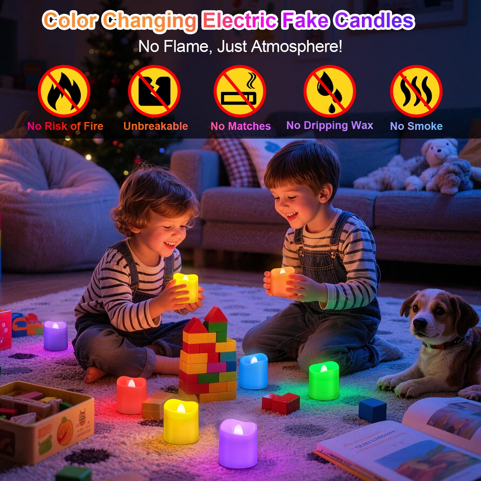 PChero Rechargeable Tea Lights 9-Color Changing with Remote Timer& Charging Base, 12pcs LED Electric Tealights Battery Operated, Flameless Votives Candles for Table Christmas Holiday Home Decor, 1.57