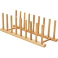 thumbnail image 1 of Escurridor de platos de madera de bambú, soporte de almacenamiento, organizador de armario de cocina para platos, cuencos, tazas, tapas de ollas y libros (1 unidad), 1 of 7