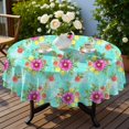 thumbnail image 4 of Pioneer Flower Floral Print Pattern Round Tablecloth 60 X 60 Inch, Wrinkle Resistant Wipeable Table Cloth for Kitchen Dining Picnic Patio Party, 4 of 6