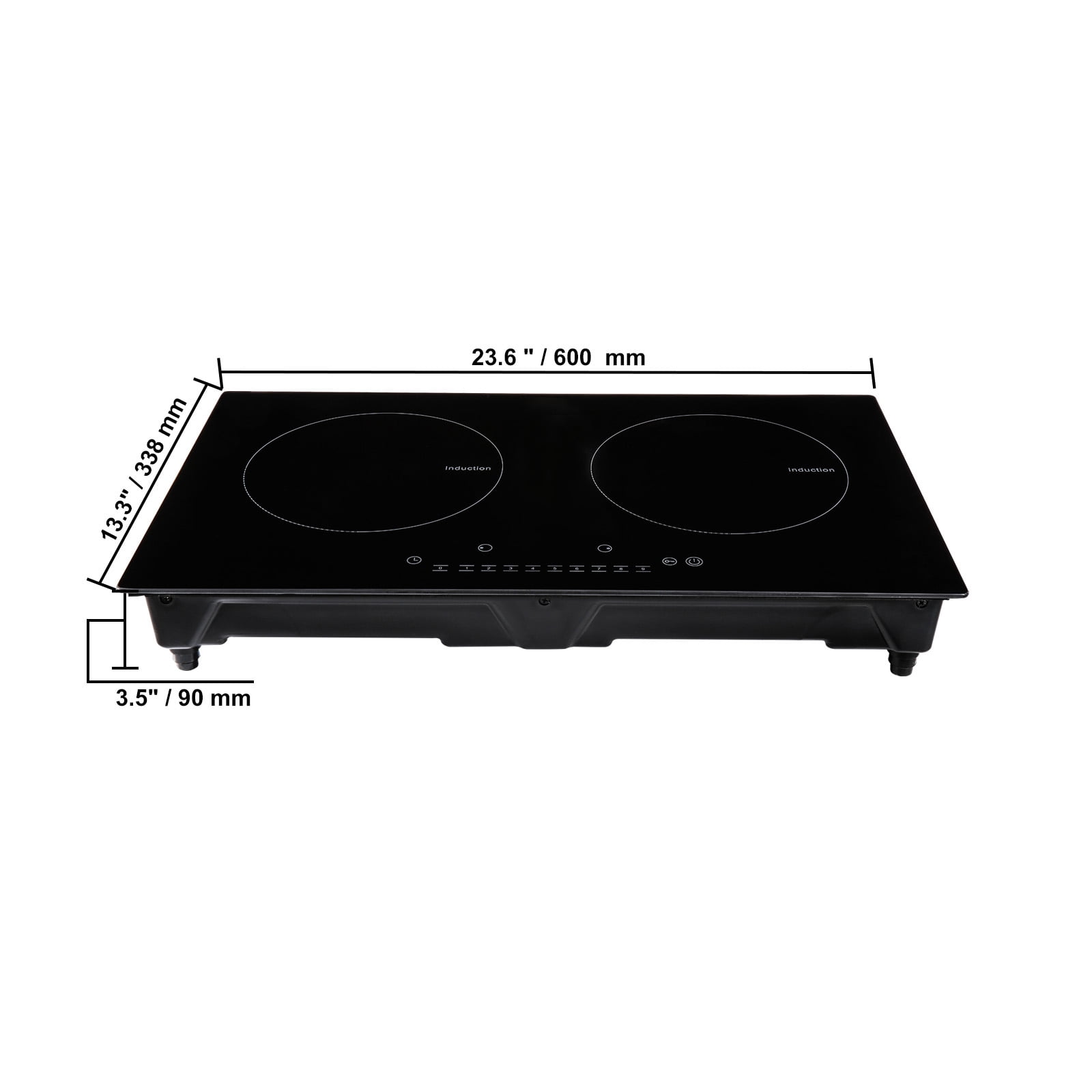 KFFKFF 2 Burners Ceramic Glass Stove Top Touch Control 24 inch Electric Cooktop