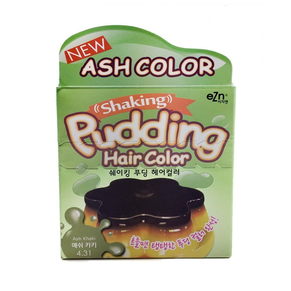 EZN Pudding Hair Color 4.31 Ash Khaki, Ammonia Free Hair Dye, Made In