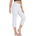thumbnail image 2 of RPVATI Women's Wide Leg Capri Pants Loose Tummy Control High Waist Yoga Capris Pants Knee Length Casual 2025 Crop Pants with Pockets White XL, 2 of 4